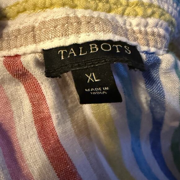 Talbots 100% Linen Rainbow V-neck Smock Tunic Beach Boho Blouse Top Wms X-Large - Picture 8 of 9